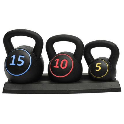 Kettlebell Weight Set 3pcs Weight Lifting Exercise 30LB Home Gym Fitness Workout