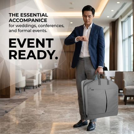 Large Garment Suit Bag Premium Grey Foldable Carrier Travel Bag Cover Storage