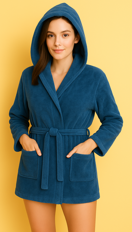 X-Large Navy Blue Unisex Cotton Terry Bathrobe Gown Soft Spa Robe Men Women