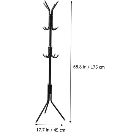 12-Hook Metal Coat Rack Stand Tree for Hats, Clothes, Umbrellas & Accessories