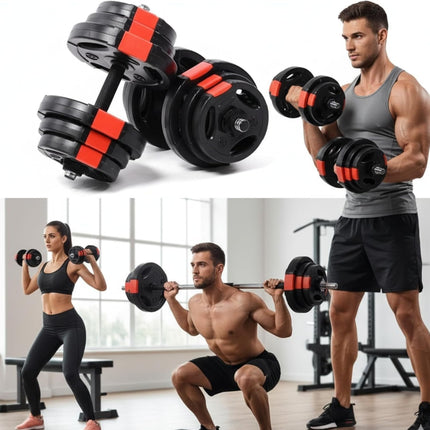 Dumbbell Set Adjustable 15KG Home Gym Fitness Training 3 Grip Weight Plates