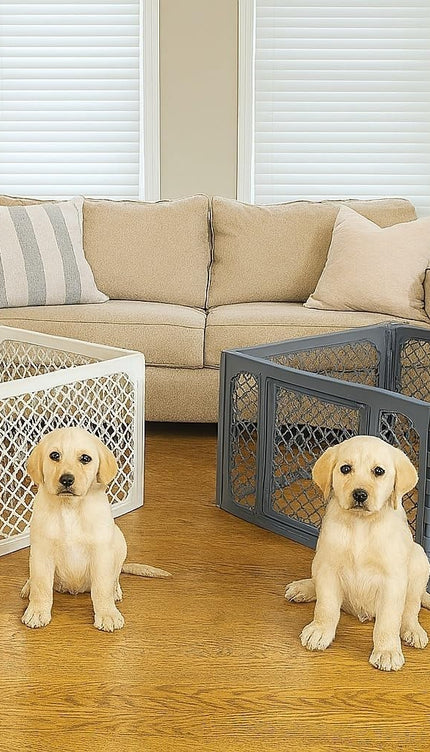 4 Panel Puppy Dog Playpen Plastic Mesh Pet Fence Indoor Cat Rabbit Enclosure