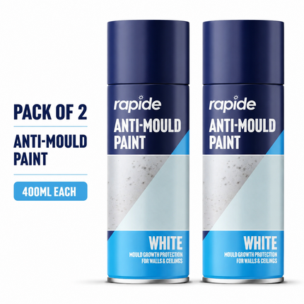2-Pack Anti Mould Spray Paint Durable One Coat White Aerosol Can Rapide 400ml