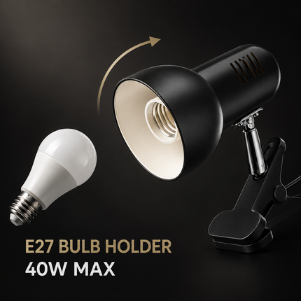 Clip On LED Study Lamp E27 For Bed Headboard Desk Shelf Adjustable Reading Light