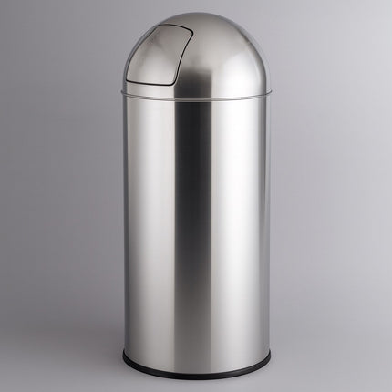 18L Stainless Steel Trash Can with Swing Push Lid Indoor Outdoor Waste Bin