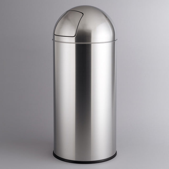 18L Stainless Steel Trash Can with Swing Push Lid Indoor Outdoor Waste Bin