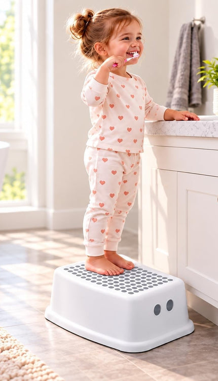 Toddler Step Stool Anti-Slip Top Sturdy Plastic Toilet Bathroom Aid Stool White