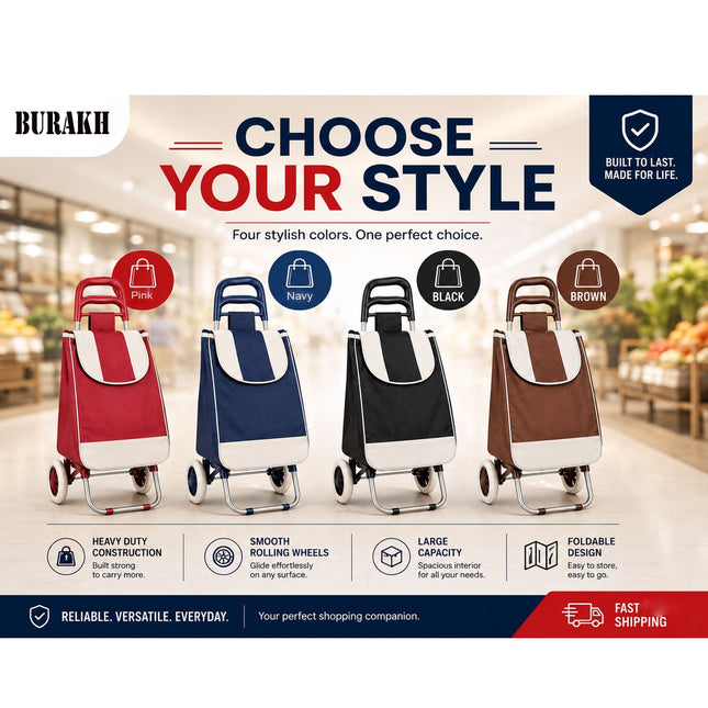 Folding Shopping Trolley with Waterproof Bag