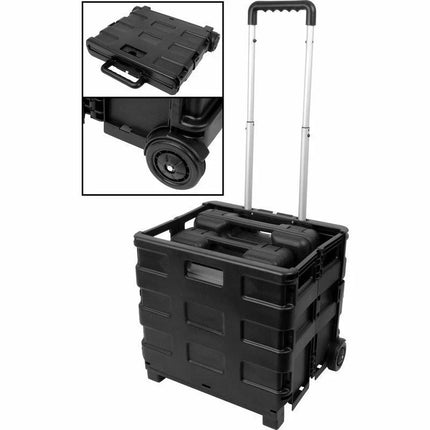 Folding Boot Cart Shopping 25kg Trolley Fold Up Storage Box Wheels Foldable 45L
