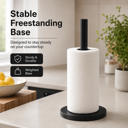 Kitchen Roll Holder Matt Black Stainless Steel Freestanding Paper Towel Stand