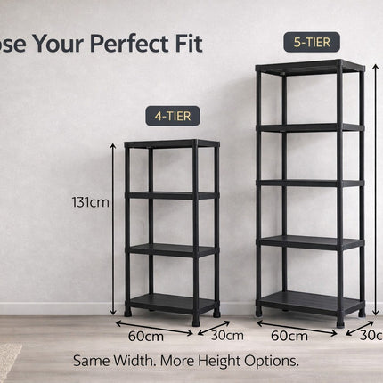 Storage Shelves 4/5 Tier Plastic Home Garage Rack