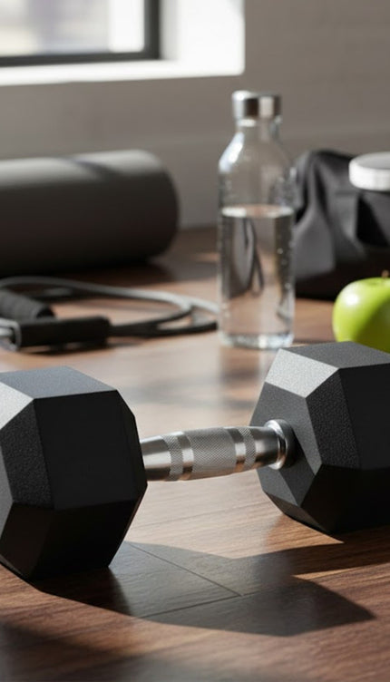7.5kg Pair Rubber Hex Dumbbells Ergo Hand Weights Gym Strength Home Workoout
