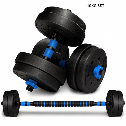Dumbbell Barbell Set 10KG Adjustable Home Gym Weights Push Up Bar Rod