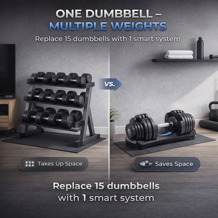 2x Adjustable Quick Dial Dumbbell Set