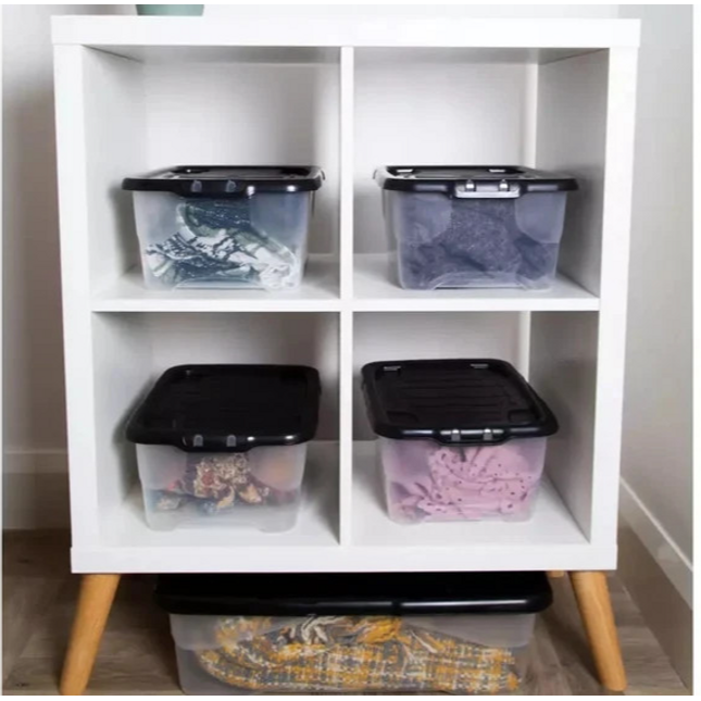 Curve Storage Box With Lid 10 Liters Clear Plastic Underbed Home Organizer Box