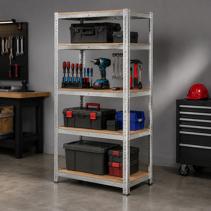 5 Tier Steel Garage Shelving Unit – Silver
