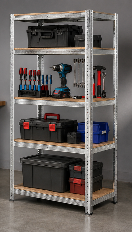 5 Tier Steel Garage Shelving Unit – Silver.
