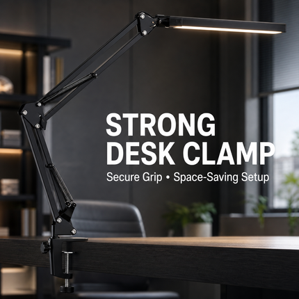 LED Metal Desk Lamp with Clamp USB 3 Colour Modes 10 Brightness Levels Swing Arm