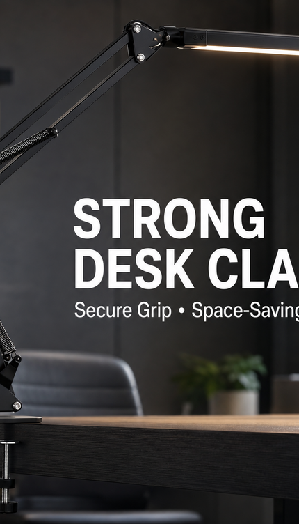 LED Clamp Desk Lamp with Swing Arm & Dimmable Light