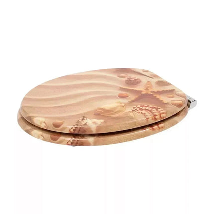 18" UNIVERSAL BATHROOM TOILET SEAT STARFISH ON BEACH NOVELTY WC SEAT + FITTINGS