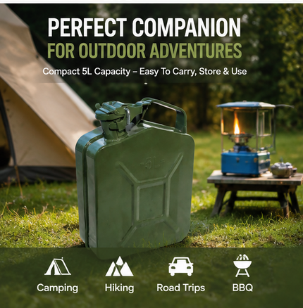 Metal Jerry Can 20L & Spout Heavy Duty Petrol Diesel Storage Container
