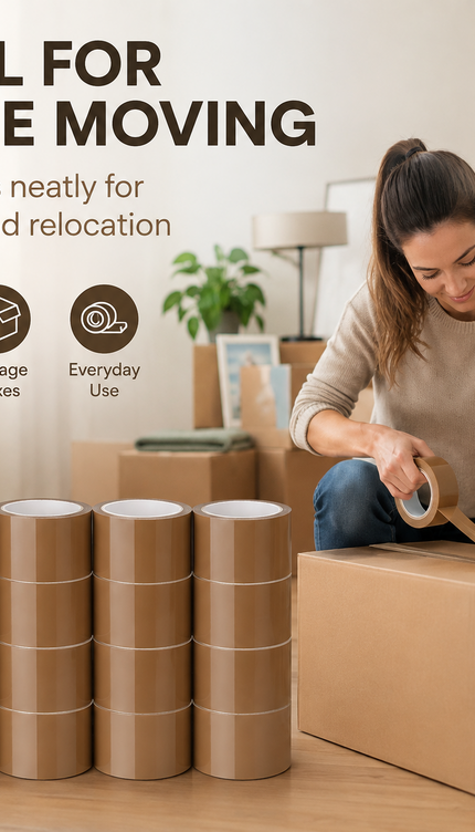 Heavy Duty Brown Parcel Tape – 12 Rolls, 48mm × 66m