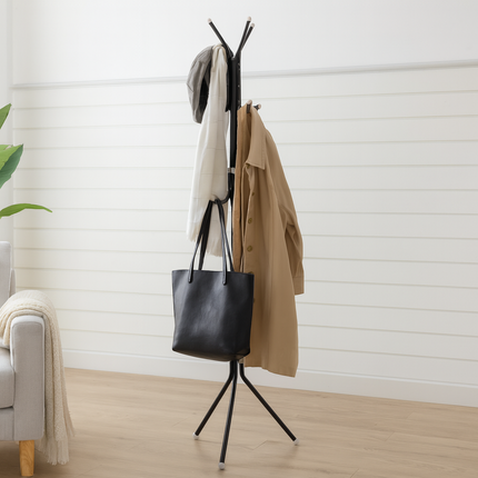 Black Coat Stand Garment Rack Metal Jacket Umbrella Hanger Standing 12 Hook Rack