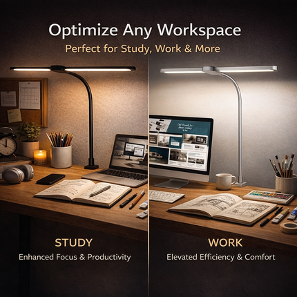 LED Desk Lamp with Clamp Double Dual Head Table Reading Craft Office Home Light