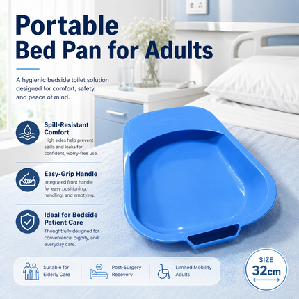 Unisex Bed Pan Elderly Disabled Bedridden Patients Spill Resistant Toilet Urinal