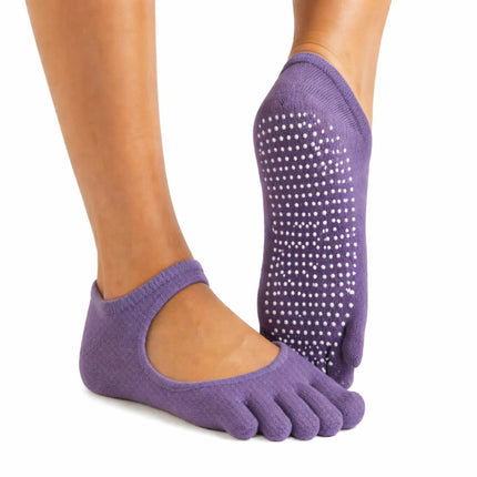 Toe Yoga Socks Purple Balance Pilates & Barre Workout Adults Non Slip Grip Socks