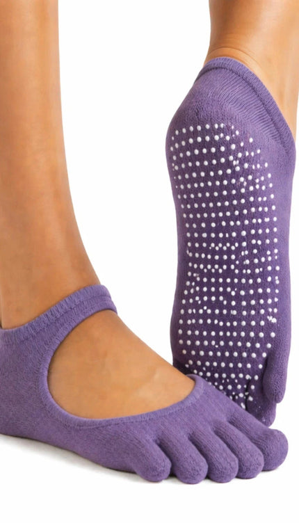 Toe Yoga Socks Purple Balance Pilates & Barre Workout Adults Non Slip Grip Socks