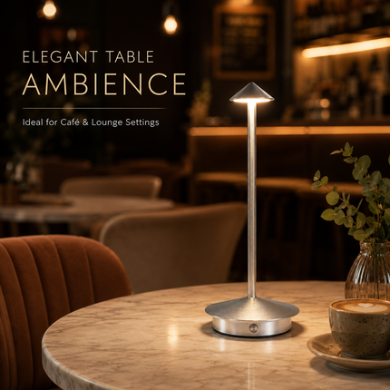 Cordless LED Table Lamp USB-C Rechargeable Dimmable Metal Light 3 Colour Modes