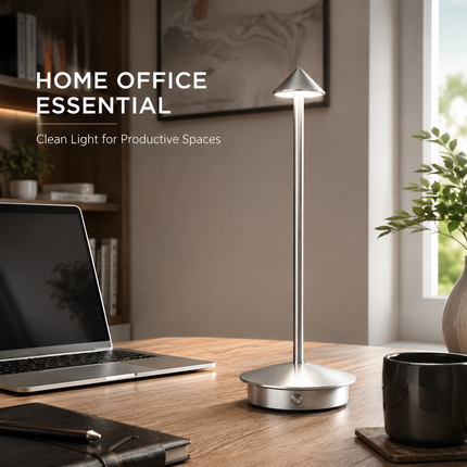Cordless LED Table Lamp USB-C Rechargeable Dimmable Metal Light 3 Colour Modes