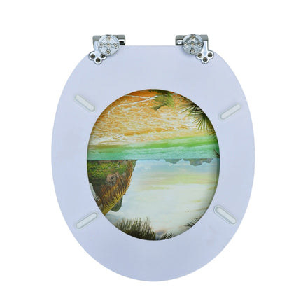18'' Universal Wooden Toilet Seat Easy Fit Bathroom WC Seat with Fittings