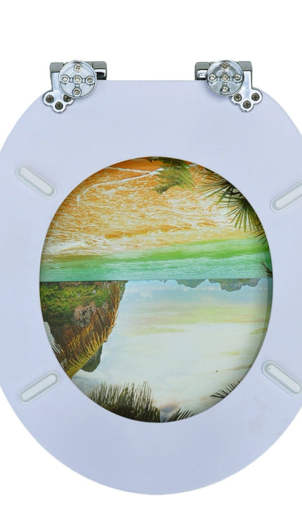 18'' Universal Wooden Toilet Seat Easy Fit Bathroom WC Seat with Fittings