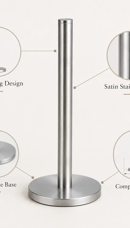 Tissue Roll Holder Free Standing Countertop Paper Stand Stainless Steel Holder