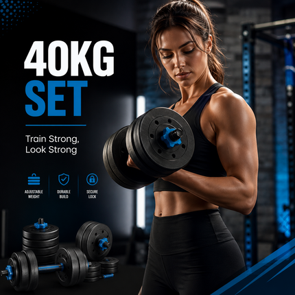 Dumbbell Barbell Set 40KG Complete Home Training System