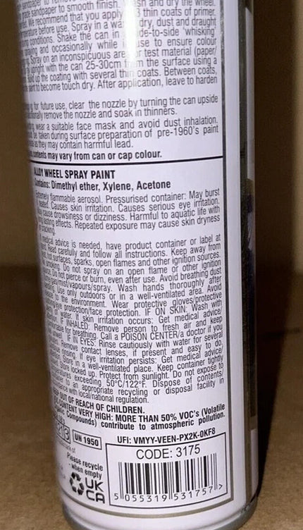 AX Alloy Wheel Spray Paint Gun Metal Grey Smooth Finish Fade Resistant 300ml