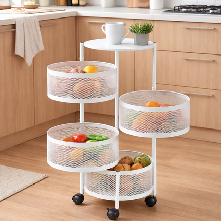 Storage Rack Rotating 5 Tier Kitchen Vegetable Bathroom Organizer Shelf