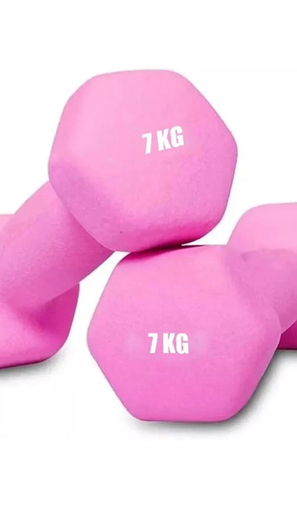 Neoprene Dumbbells 7KG x 2 Weights Iron Hand Aerobic Workout Fitness Gym Pink