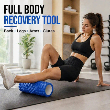 Foam Fitness Roller Blue Deep Tissue Massage Grid Muscle Trigger Point Muscles