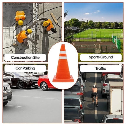 18" Pop Up Safety Traffic Cone High Visibility Durable Portable Road Warning
