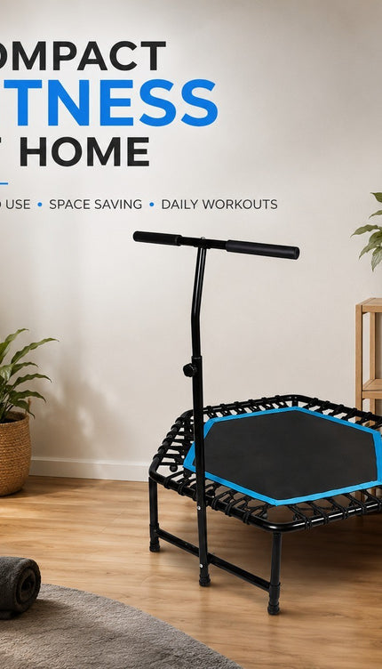 Fitness Trampoline With Adjustable T Shaped Handle Bar Exercise Rebounder 45inch