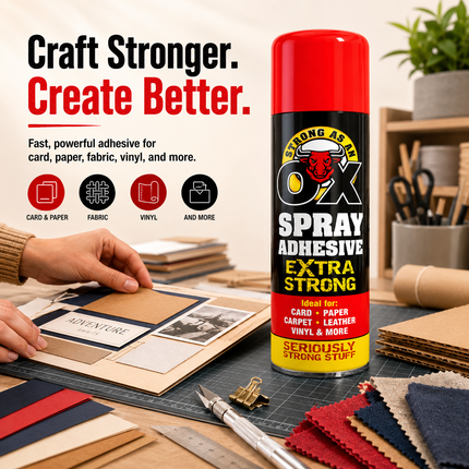 Adhesive Spray Heavy Duty Strong As An Ox for Carpet Tile Fabric Glue 500ml