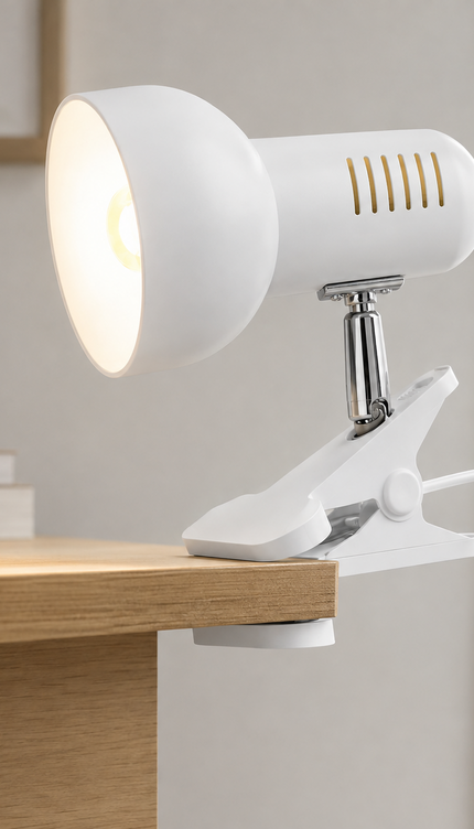 Clip On Reading Light Desk Lamp E27 Bulb Holder Bed Headboard Shelf Adjustable