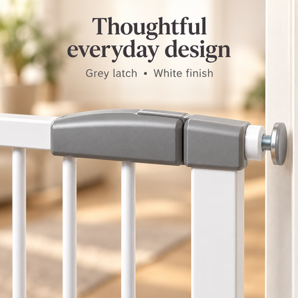 Baby Stair Gate | Pressure Fit Auto-Close Child & Pet Safety Gate – White