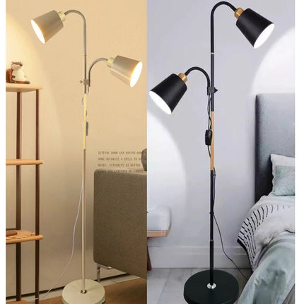 Floor Lamp with Dual Heads E27 Reading Light Modern Rotating Adjustable for Home