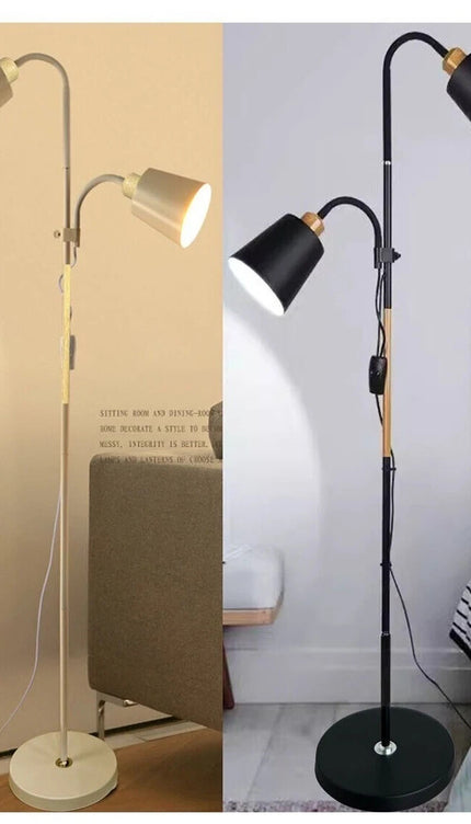 Floor Lamp with Dual Heads E27 Reading Light Modern Rotating Adjustable for Home
