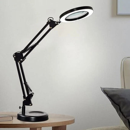 LED Magnifier Lamp 3X Glass with Desk Clamp Light 3 Color Modes Adjustable