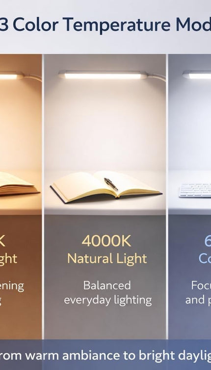 LED Desk Lamp with Clamp Stepless Dimming 2700-6000K Office Work Table Light